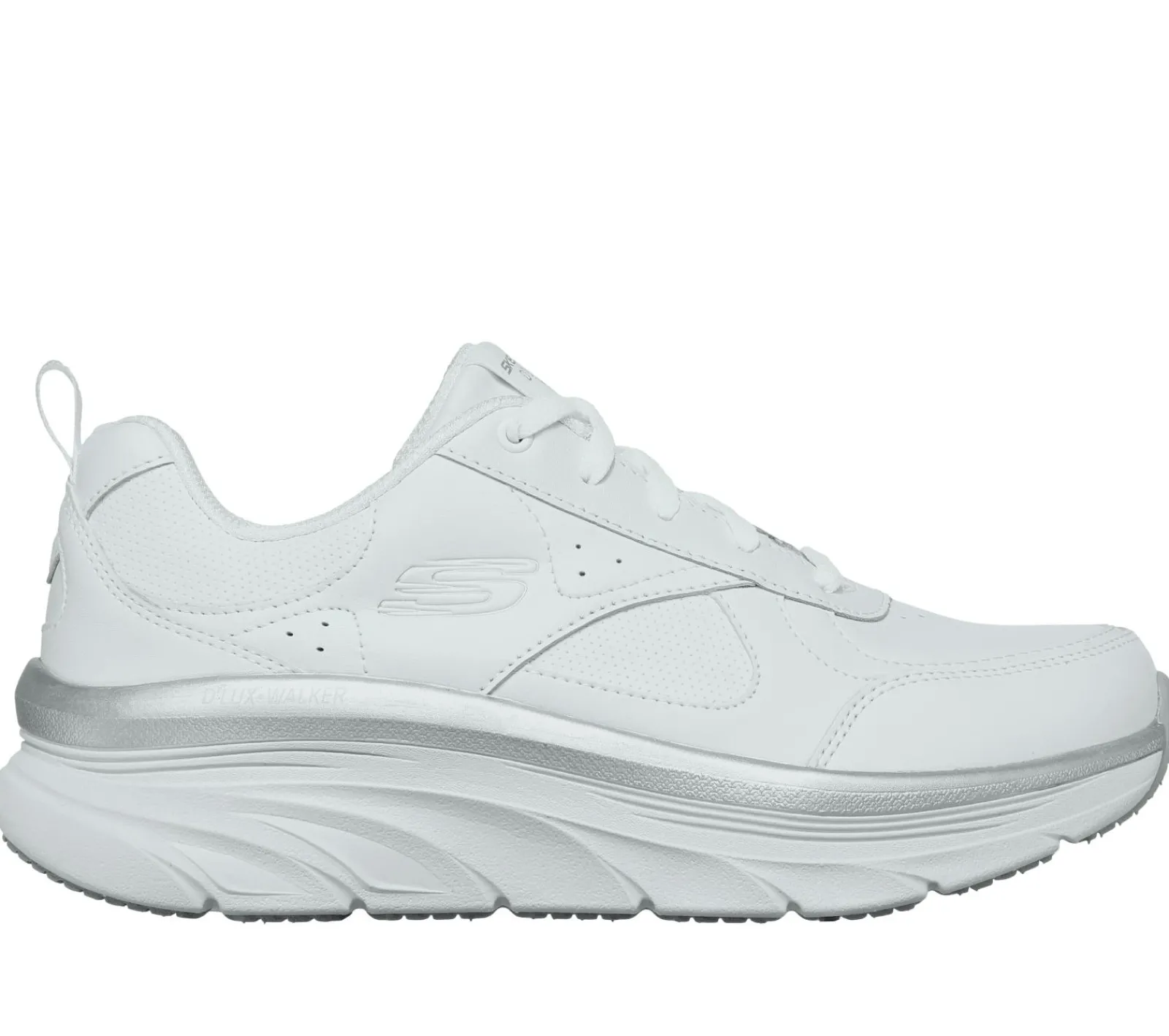 Com Atacadores|Sapatilhas-SKECHERS Relaxed Fit: D'Lux Walker - Timeless Path BRANCO / PRATEADO