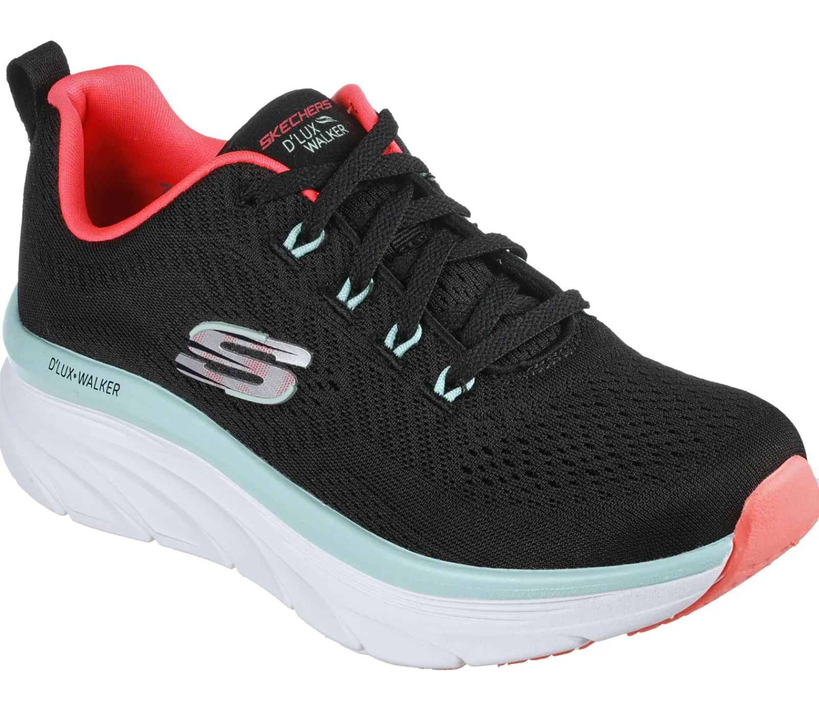 Com Atacadores|Sapatilhas-SKECHERS Relaxed Fit: D'Lux Walker - Fresh Finesse PRETO / MENTA