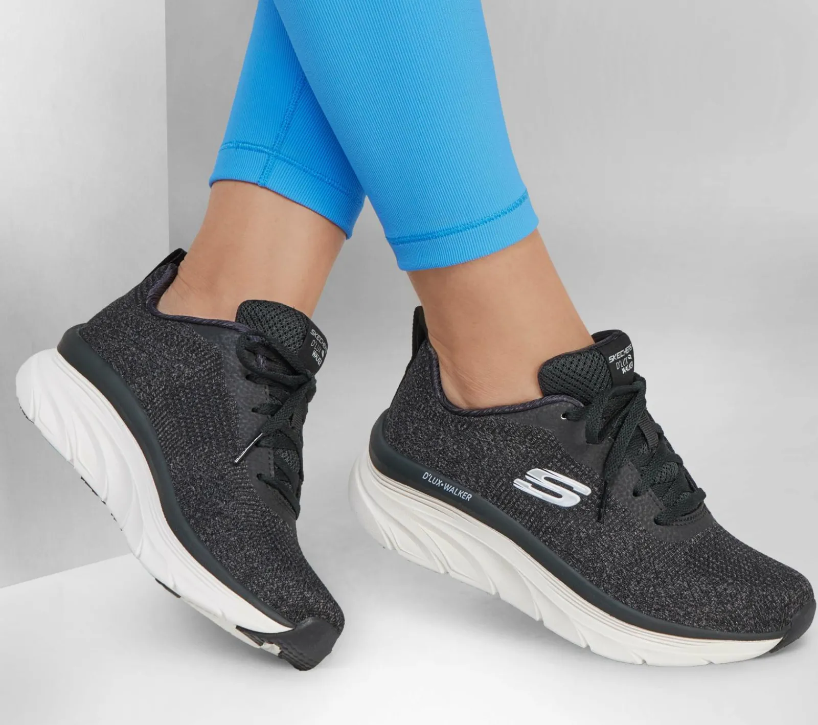 Com Atacadores|Sapatilhas-SKECHERS Relaxed Fit: D'Lux Walker - Daily Beauty PRETO