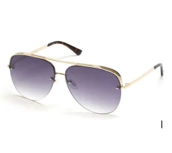Óculos De Sol-SKECHERS Semi-Rimless Metal Aviator CLARO DOURADO