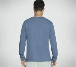 Partes De Cima|Partes De Cima-SKECHERS SKECH-BREEZE Slub L/S Henley AZUL / CINZENTO