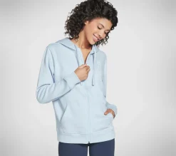 Partes De Cima|Partes De Cima-SKECHERS Apparel Diamond Crown Front Zip Hoodie BLUE / POWDER BLUE