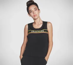 Partes De Cima|Partes De Cima-SKECHERS Apparel Festive Mesh Tank Top PRETO