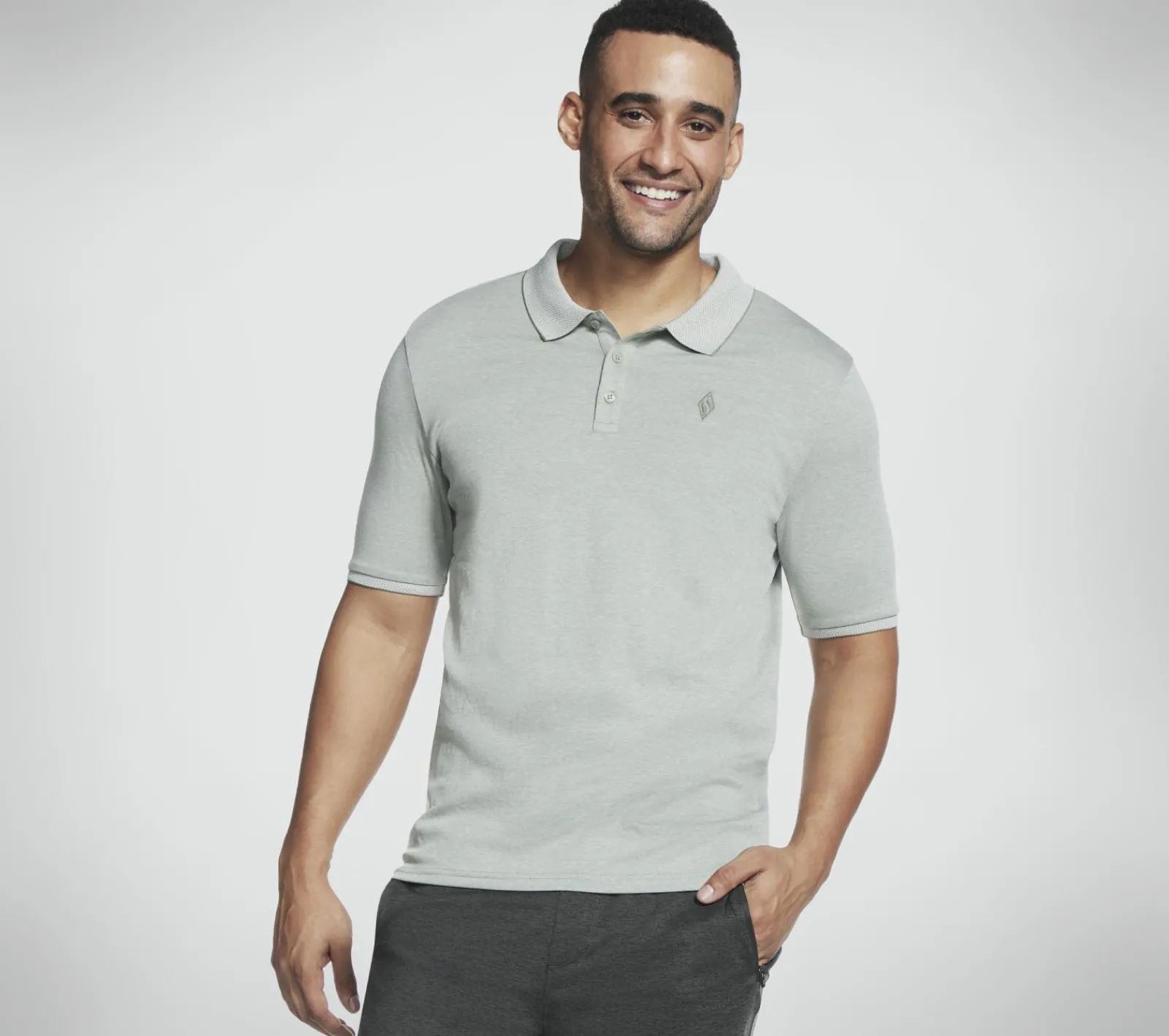 Partes De Cima|Partes De Cima-SKECHERS Apparel Off Duty Polo Shirt CINZENTO CLARO / VERDE
