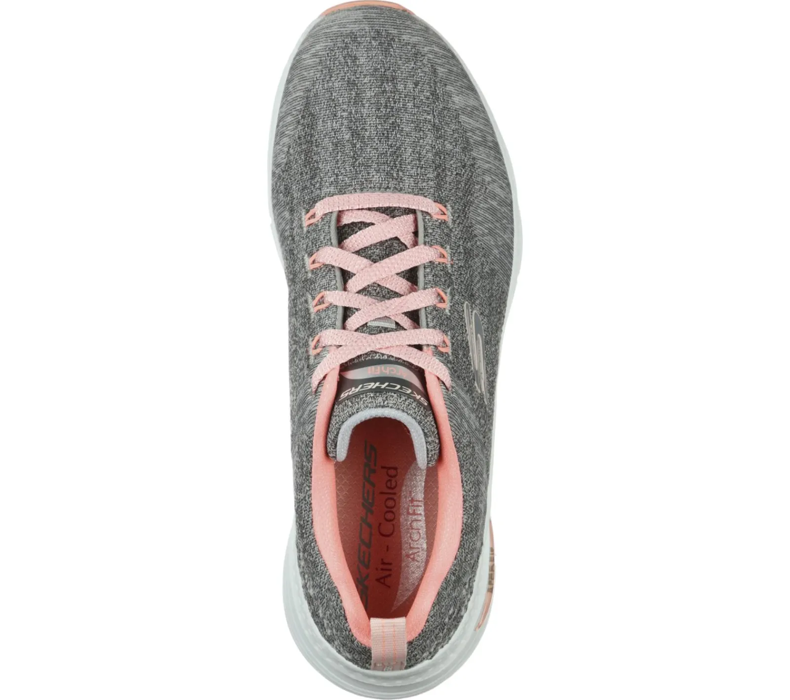 Com Atacadores|Sapatilhas-SKECHERS Arch Fit - Comfy Wave CINZENTO / ROSA