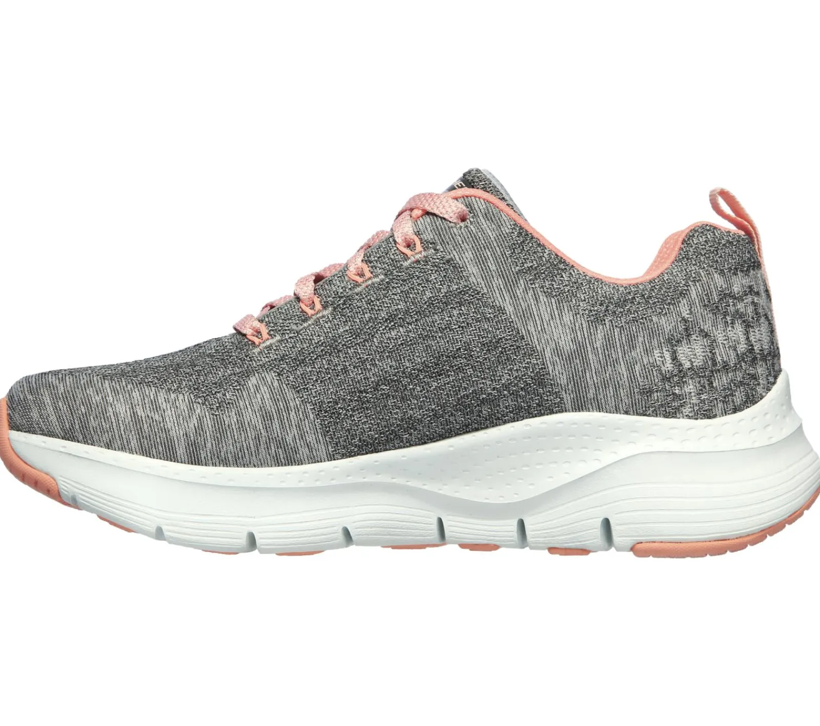 Com Atacadores|Sapatilhas-SKECHERS Arch Fit - Comfy Wave CINZENTO / ROSA