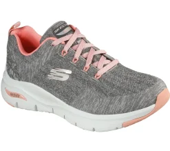 Com Atacadores|Sapatilhas-SKECHERS Arch Fit - Comfy Wave CINZENTO / ROSA