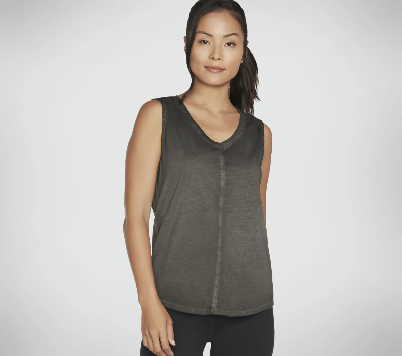 Partes De Cima|Partes De Cima-SKECHERS Diamond Wash Hatha V-neck Tank PRETO