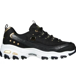 Com Atacadores|Sapatilhas Casuais-SKECHERS D'Lites PRETO / DOURADO