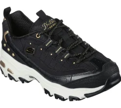 Com Atacadores|Sapatilhas Casuais-SKECHERS D'Lites PRETO / DOURADO