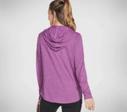 Partes De Cima|Partes De Cima-SKECHERS GOwalk Harmony Stripe Hoodie ROXO / ROSA CHOQUE