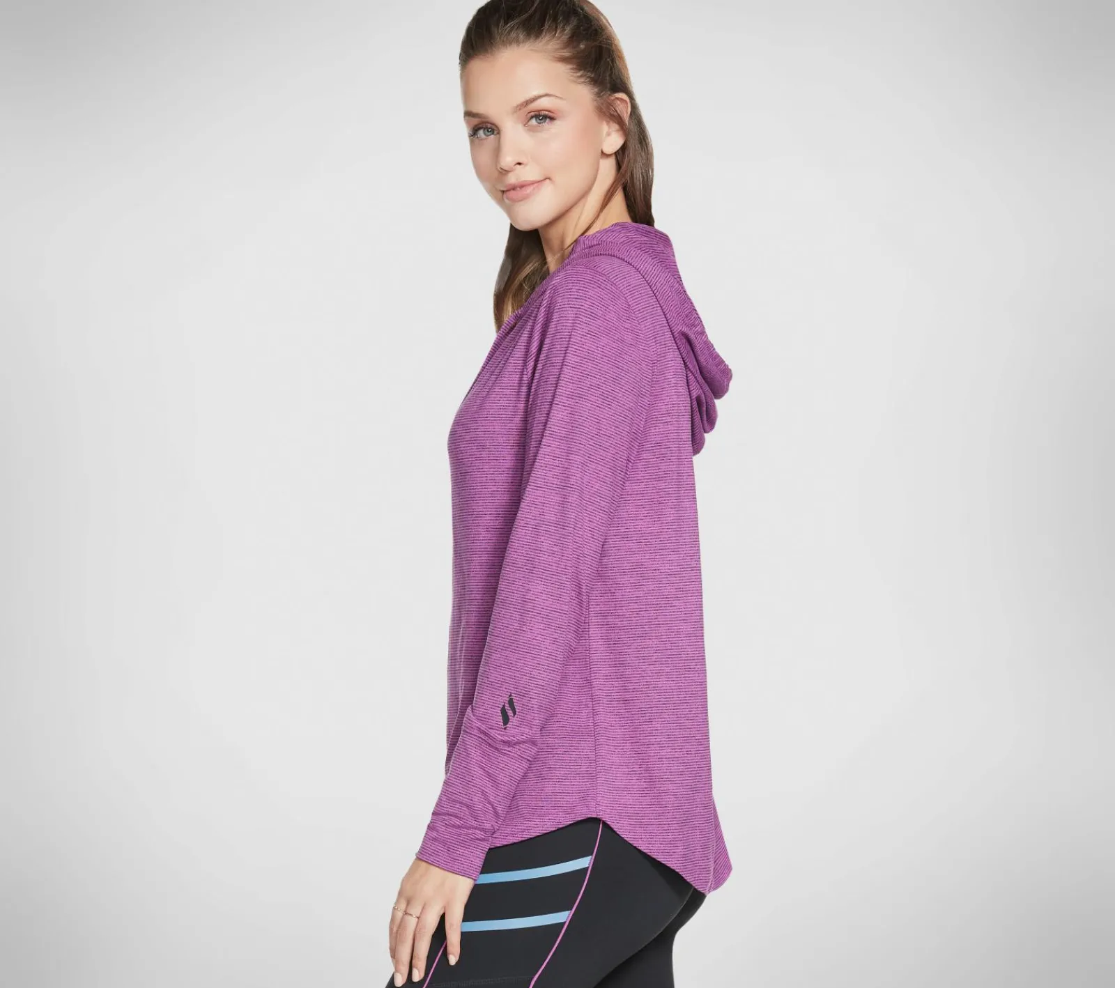 Partes De Cima|Partes De Cima-SKECHERS GOwalk Harmony Stripe Hoodie ROXO / ROSA CHOQUE