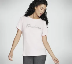Partes De Cima|Partes De Cima-SKECHERS Metallic Logo Tee ROSA / PRATEADO