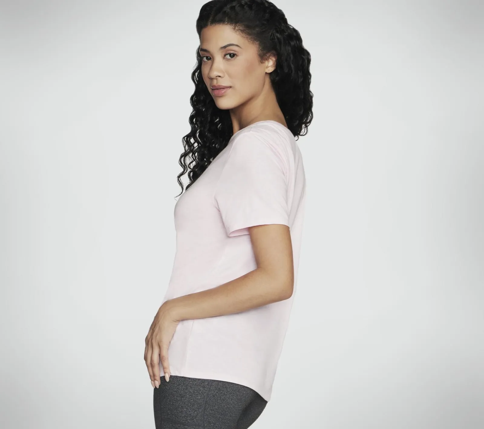 Partes De Cima|Partes De Cima-SKECHERS Metallic Logo Tee ROSA / PRATEADO
