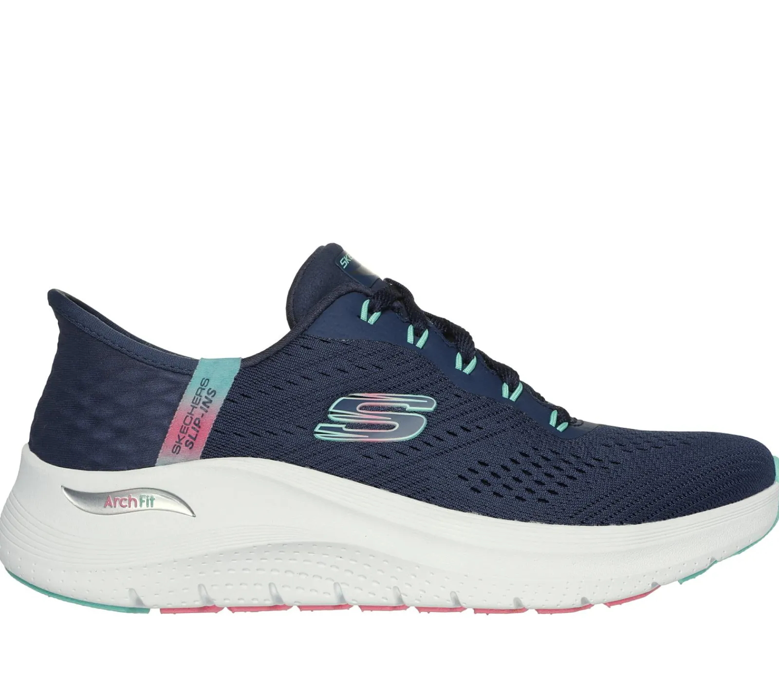 Com Atacadores|Calçado Sem Atacadores-SKECHERS Slip-ins: Arch Fit 2.0 - Easy Chic NAVY / TURQUESA