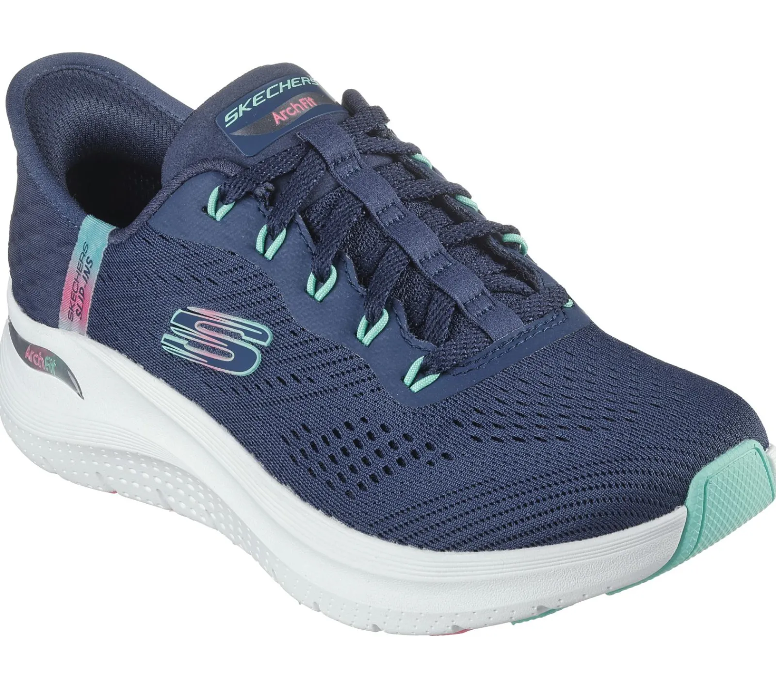 Com Atacadores|Calçado Sem Atacadores-SKECHERS Slip-ins: Arch Fit 2.0 - Easy Chic NAVY / TURQUESA