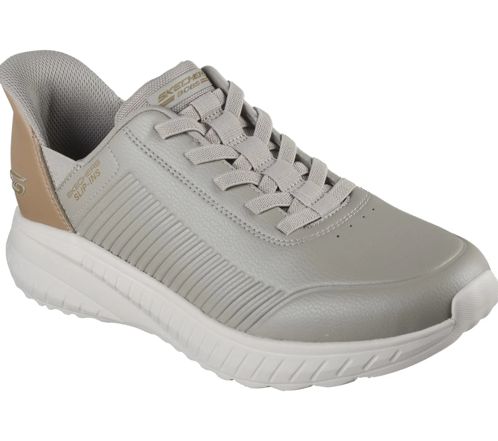Calçado Sem Atacadores|Hands Free Slip-Ins-SKECHERS Slip-ins: BOBS Sport Squad Chaos TAUPE