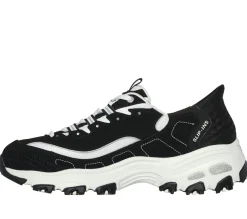 Com Atacadores|Calçado Sem Atacadores-SKECHERS Slip-ins: D'Lites - New Classic PRETO / BRANCO