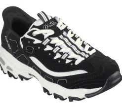Com Atacadores|Calçado Sem Atacadores-SKECHERS Slip-ins: D'Lites - New Classic PRETO / BRANCO