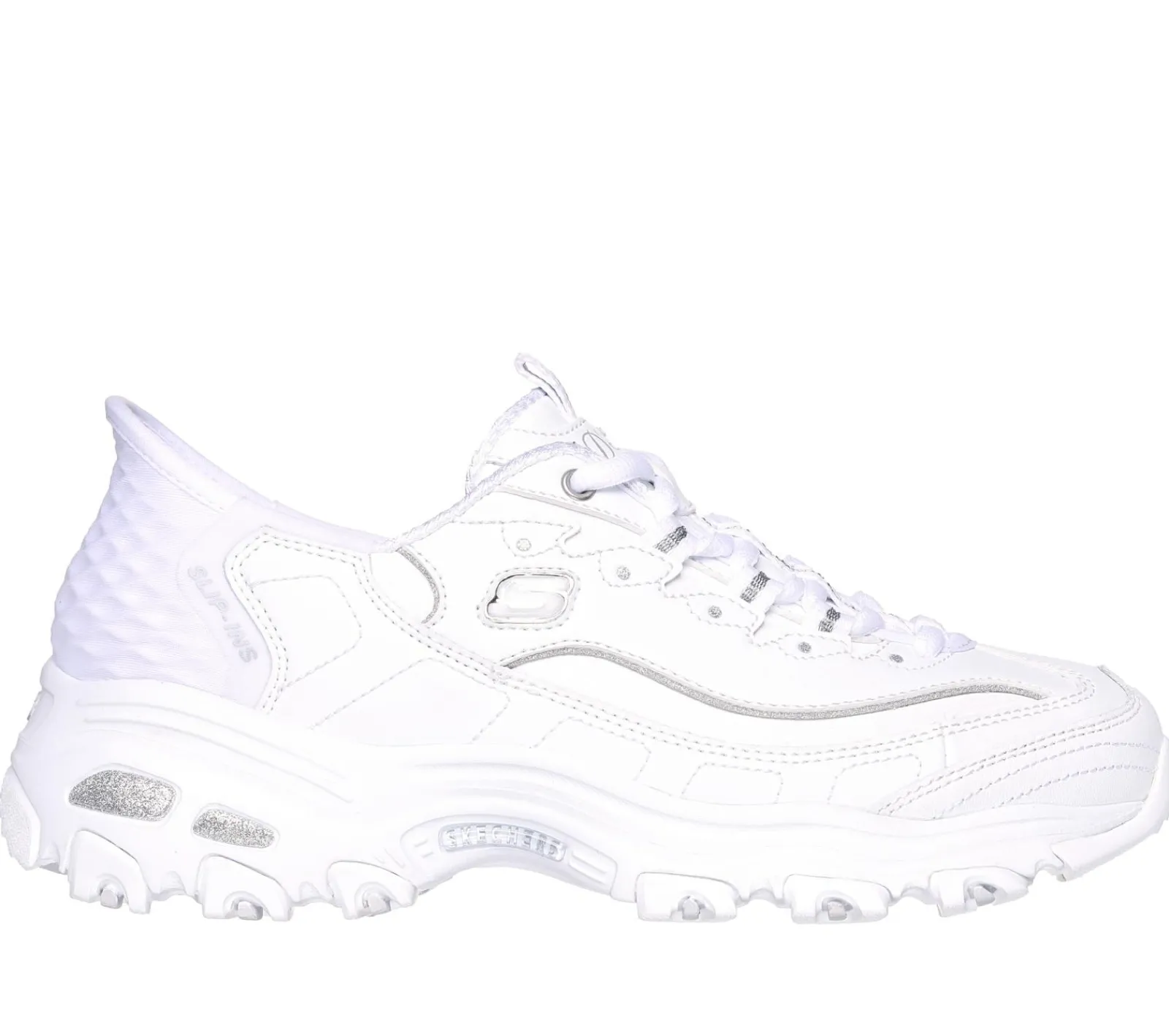 Calçado Sem Atacadores|Hands Free Slip-Ins-SKECHERS Slip-ins: D'Lites - New Scene BRANCO / PRATEADO