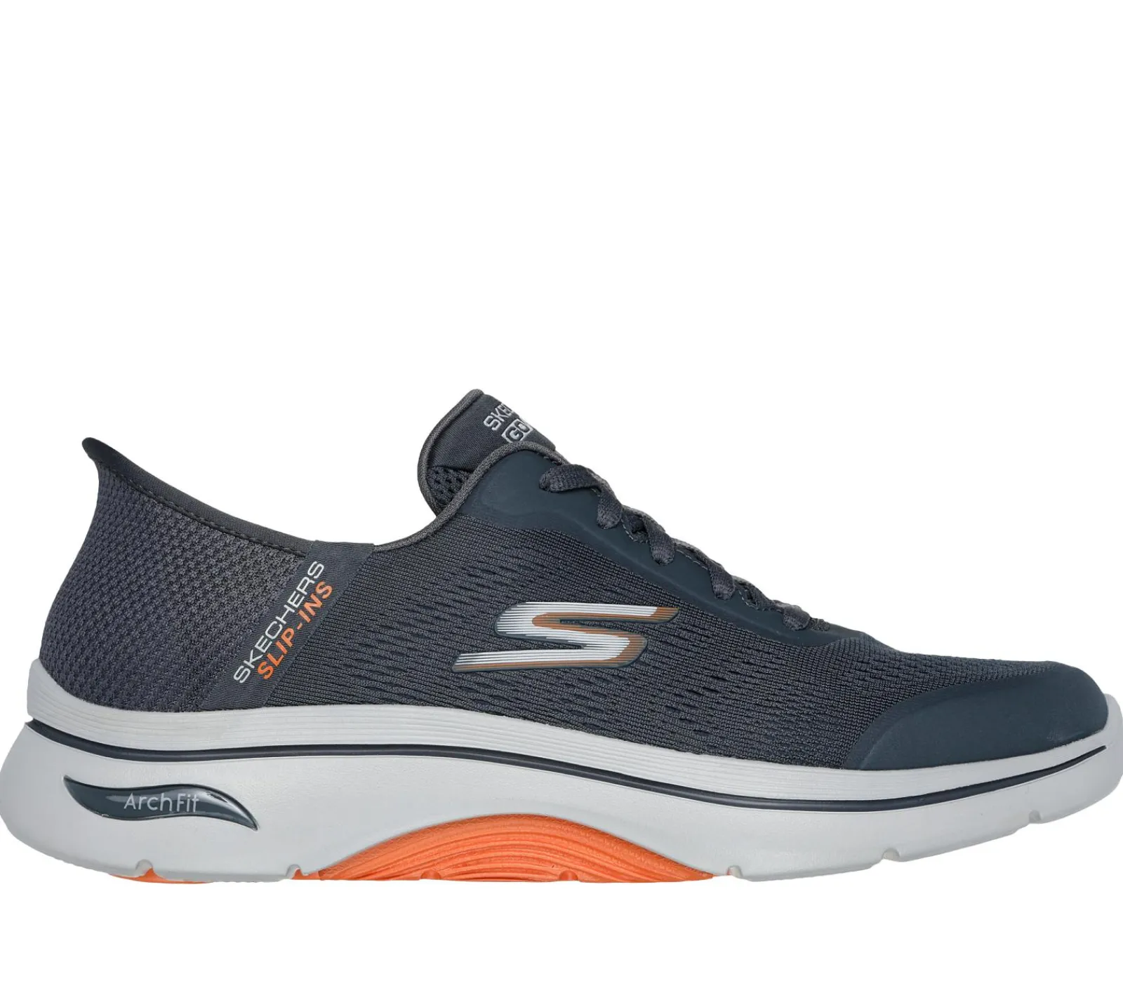 Calçado Sem Atacadores|Hands Free Slip-Ins-SKECHERS Slip-ins: GO WALK AF 2.0 - Simplicity 2 CARVÃO / LARANJA