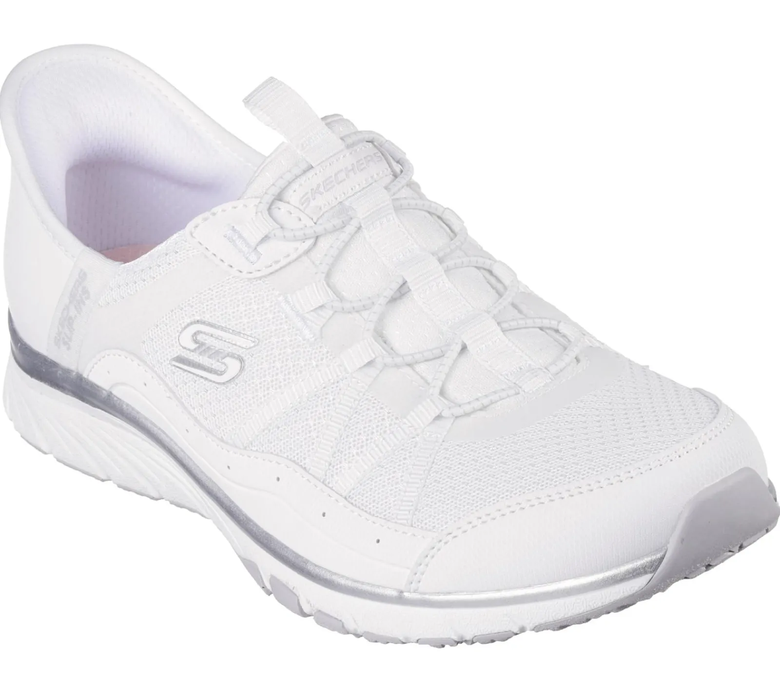 Calçado Sem Atacadores|Hands Free Slip-Ins-SKECHERS Slip-ins: Gratis Sport - Leisurely BRANCO / PRATEADO