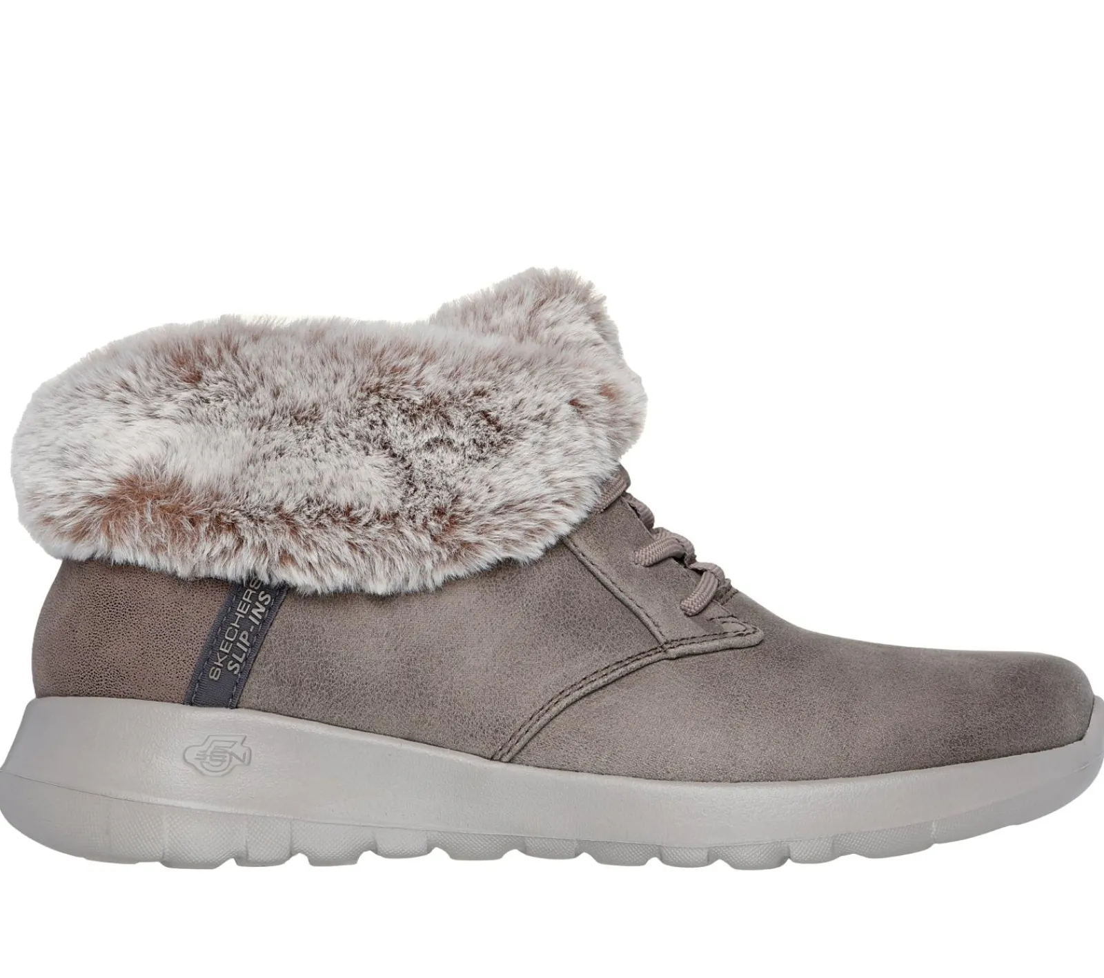 Calçado Sem Atacadores|Botas-SKECHERS Slip-ins: On-the-GO Joy - Cozy Charm TAUPE ESCURO