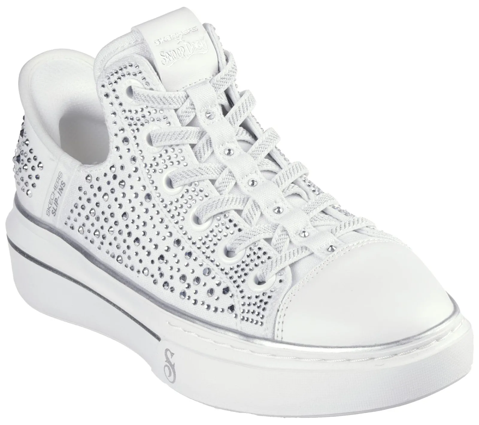 Hands Free Slip-Ins|Sapatilhas Casuais-SKECHERS Slip-ins: Snoop One - Rhine-Stoned BRANCO