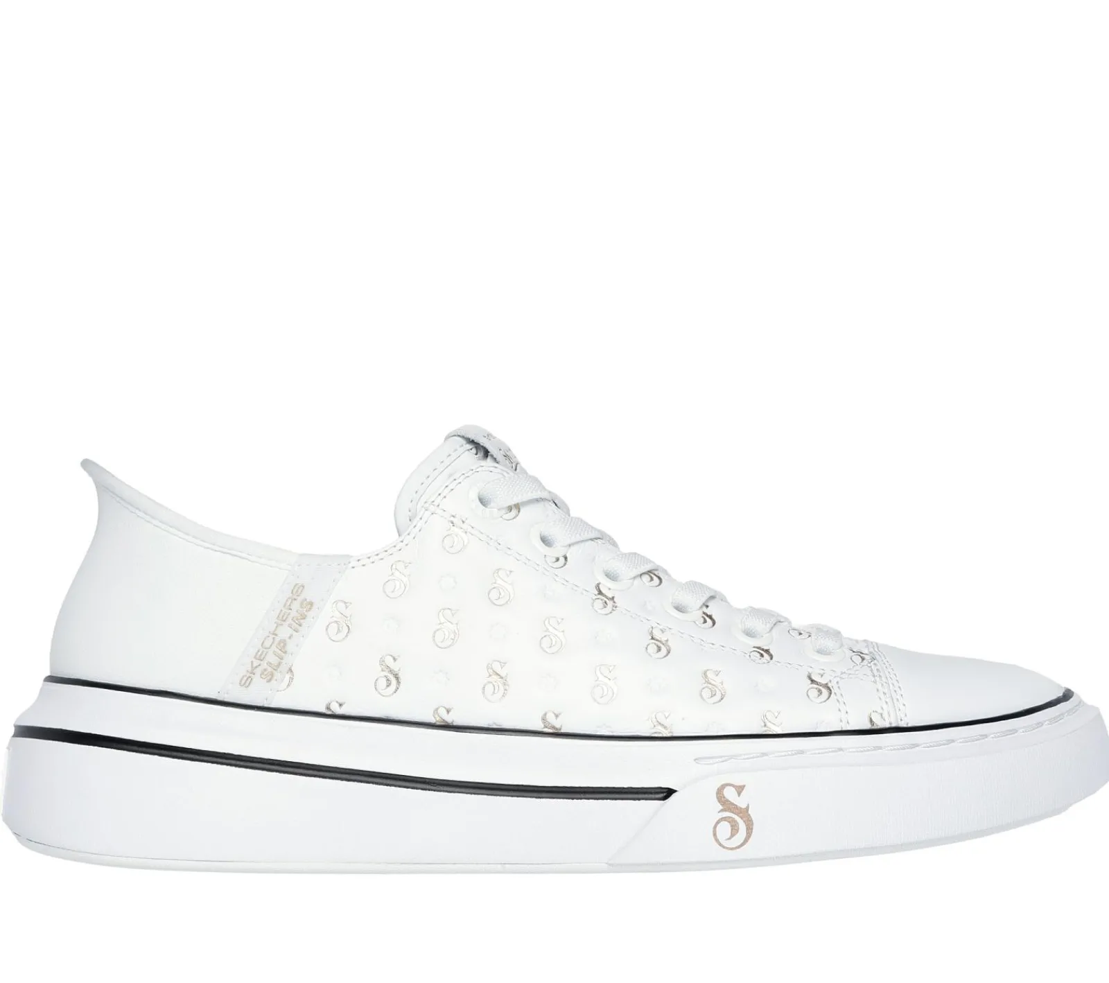 Hands Free Slip-Ins-SKECHERS Slip-ins: Snoop One - Low Dogg S-Print BRANCO / DOURADO