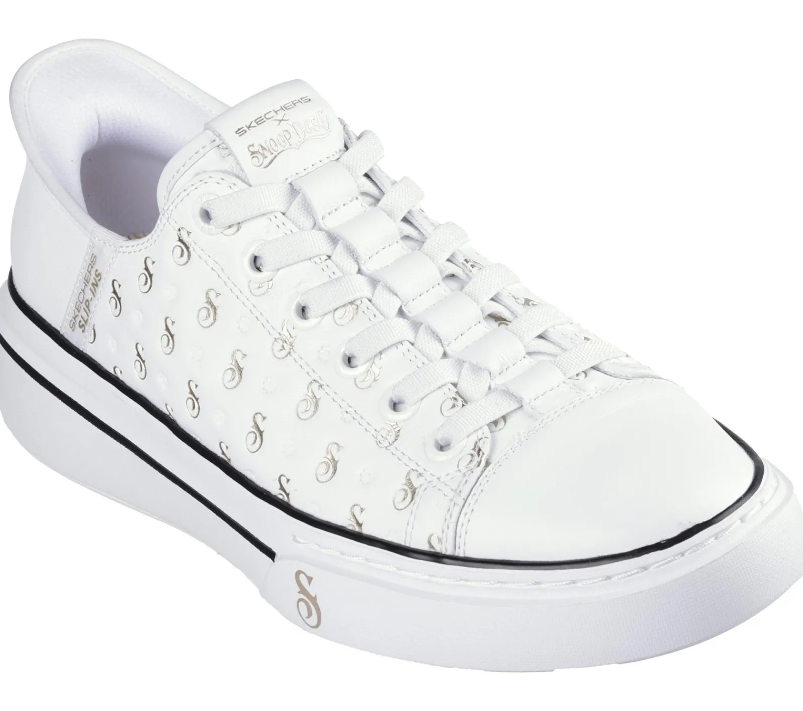 Hands Free Slip-Ins-SKECHERS Slip-ins: Snoop One - Low Dogg S-Print BRANCO / DOURADO