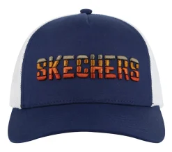 Acessórios-SKECHERS Textured Logo Trucker Hat CARVÃO / NAVY