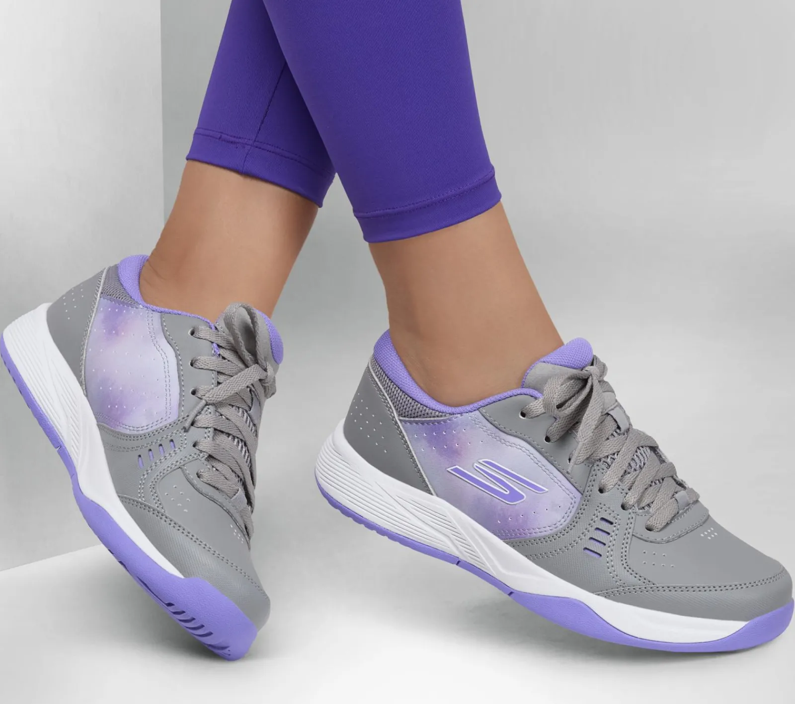 Com Atacadores|Sapatilhas-SKECHERS Viper Court Smash - Pickleball CINZENTO / ROXO