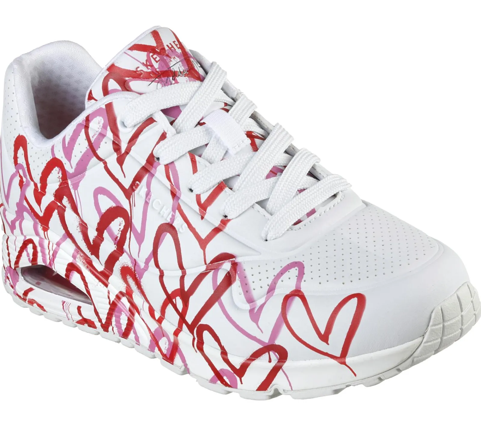 Com Atacadores|Sapatilhas Casuais-SKECHERS X JGoldcrown: Uno - Spread The Love BRANCO / VERMELHO
