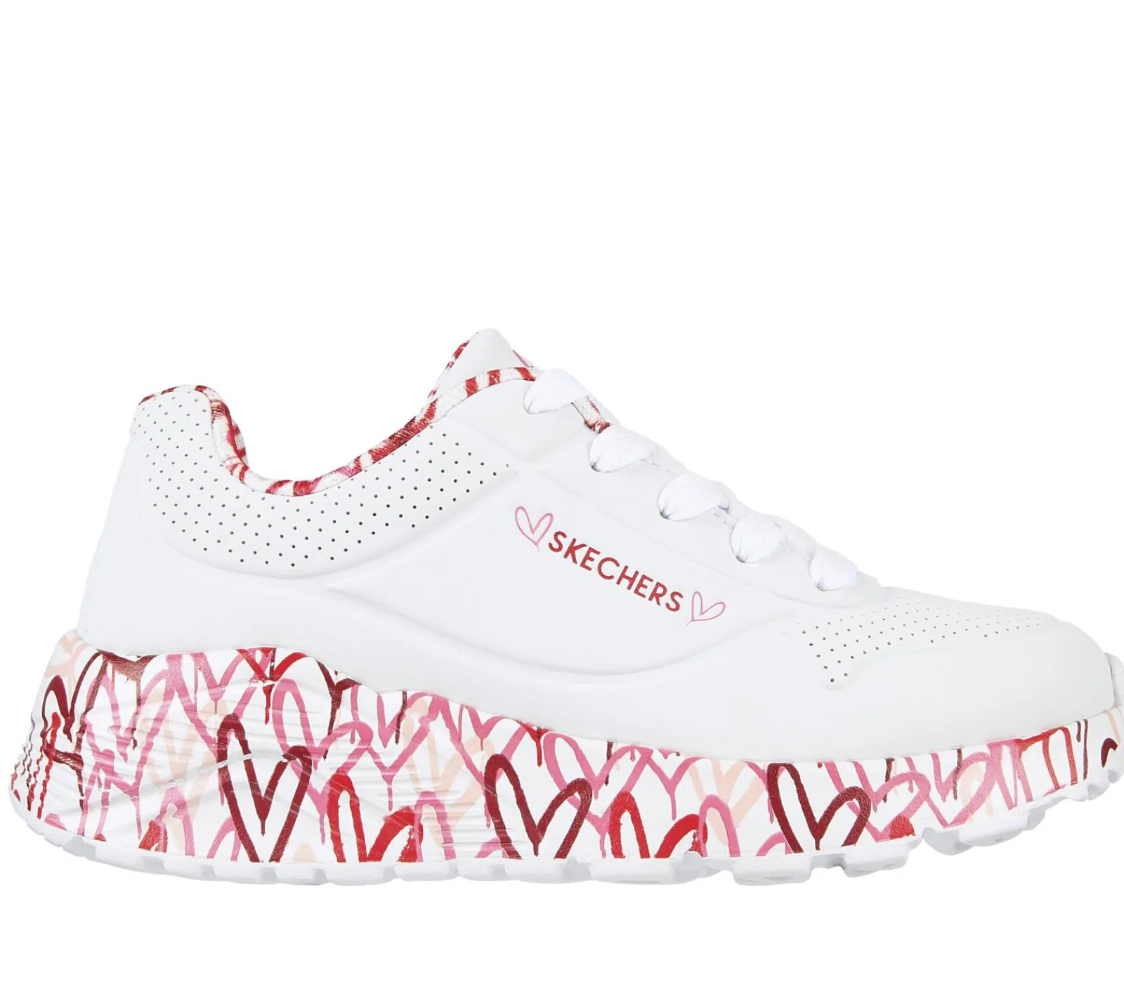 Com Atacadores|Sapatilhas-SKECHERS X JGoldcrown: Uno Lite - Lovely Luv BRANCO / VERMELHO