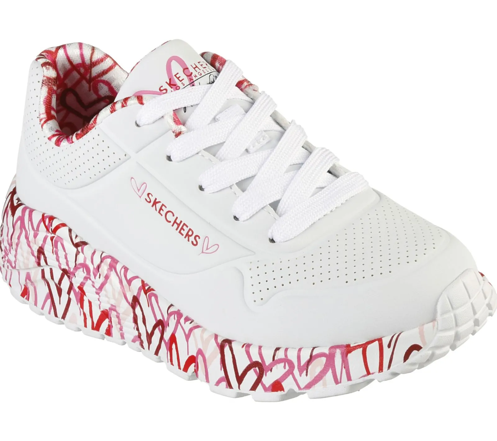 Com Atacadores|Sapatilhas-SKECHERS X JGoldcrown: Uno Lite - Lovely Luv BRANCO / VERMELHO