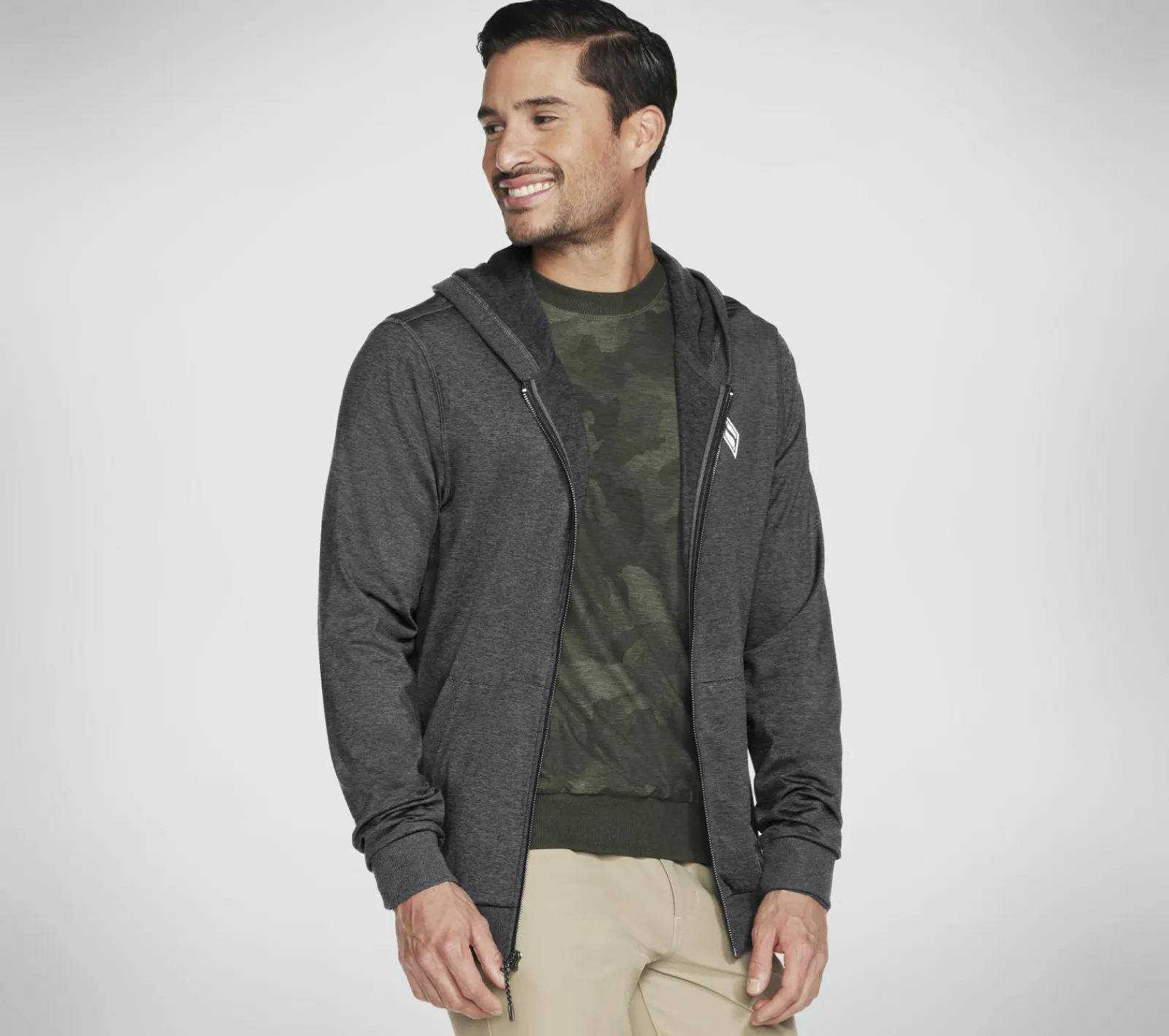 Partes De Cima|Partes De Cima-SKECHERS SKECH-KNITS ULTRA GO Full Zip Hoodie CARVÃO