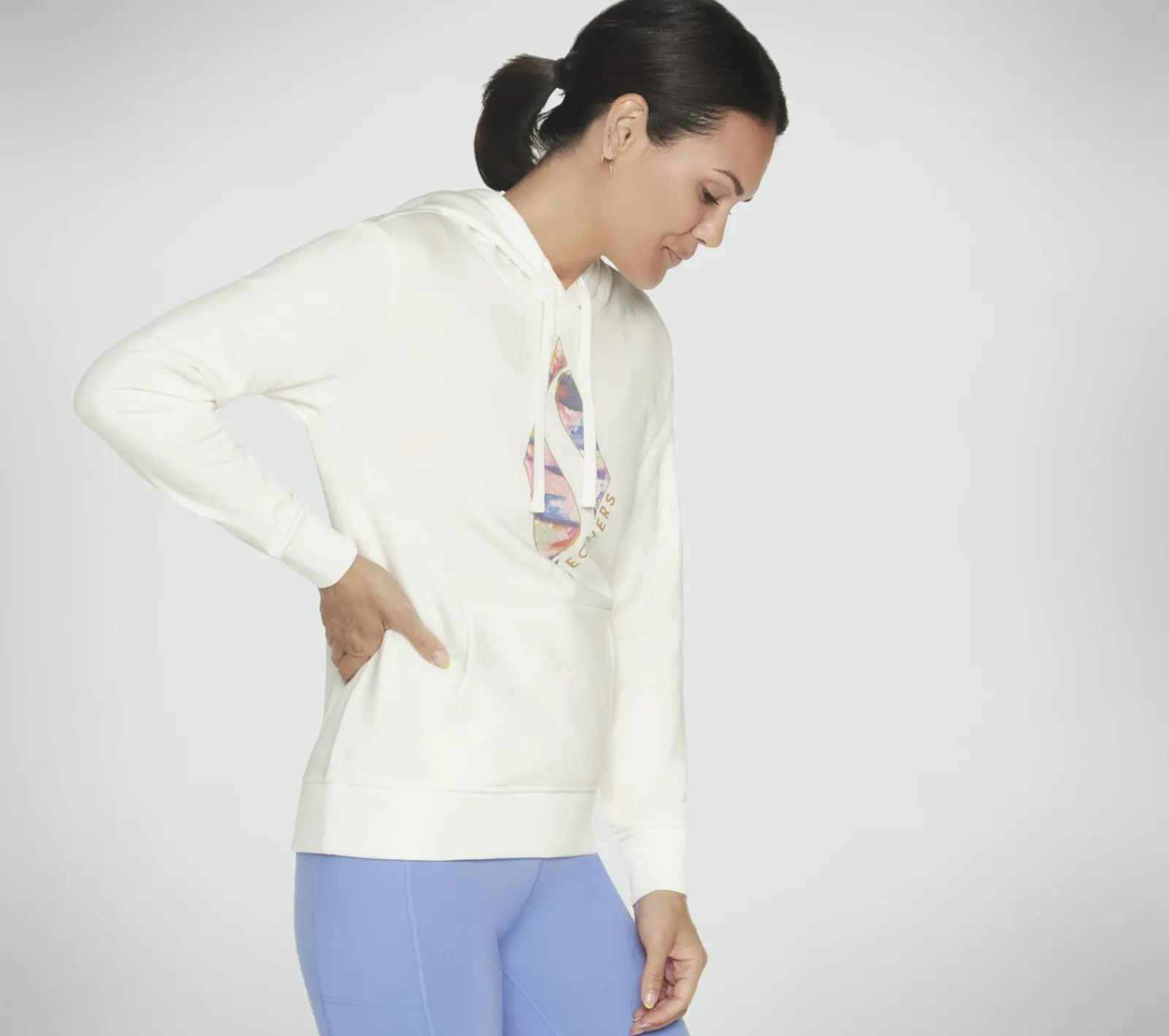 Partes De Cima|Partes De Cima-SKECHERS SKECH-SWEATS Watercolor Diamond Pullover Hoodie BRANCO / PRATEADO