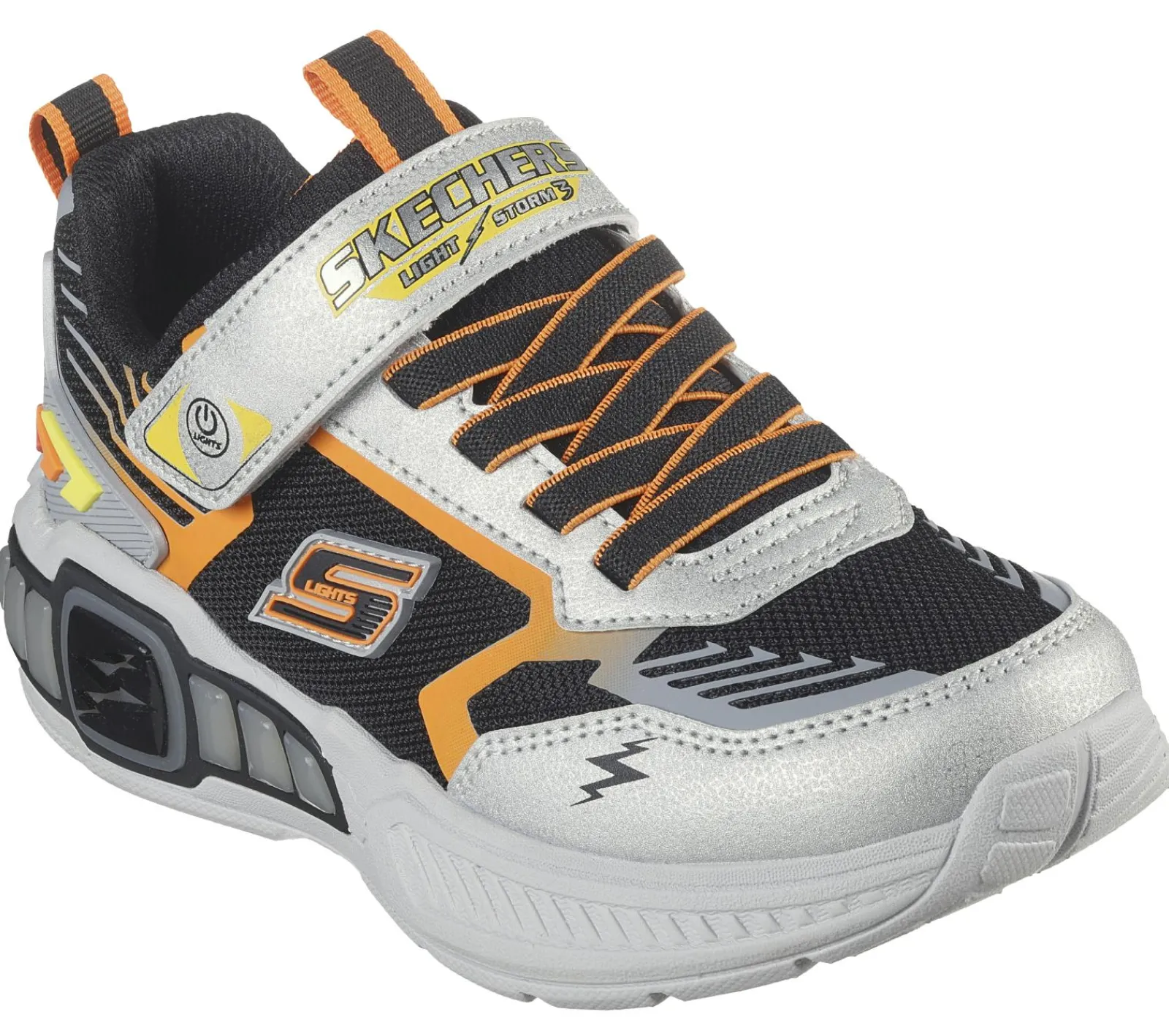 Calçado Sem Atacadores|Luzes-SKECHERS S-Lights: Light Storm 3.0 PRATEADO / PRETO