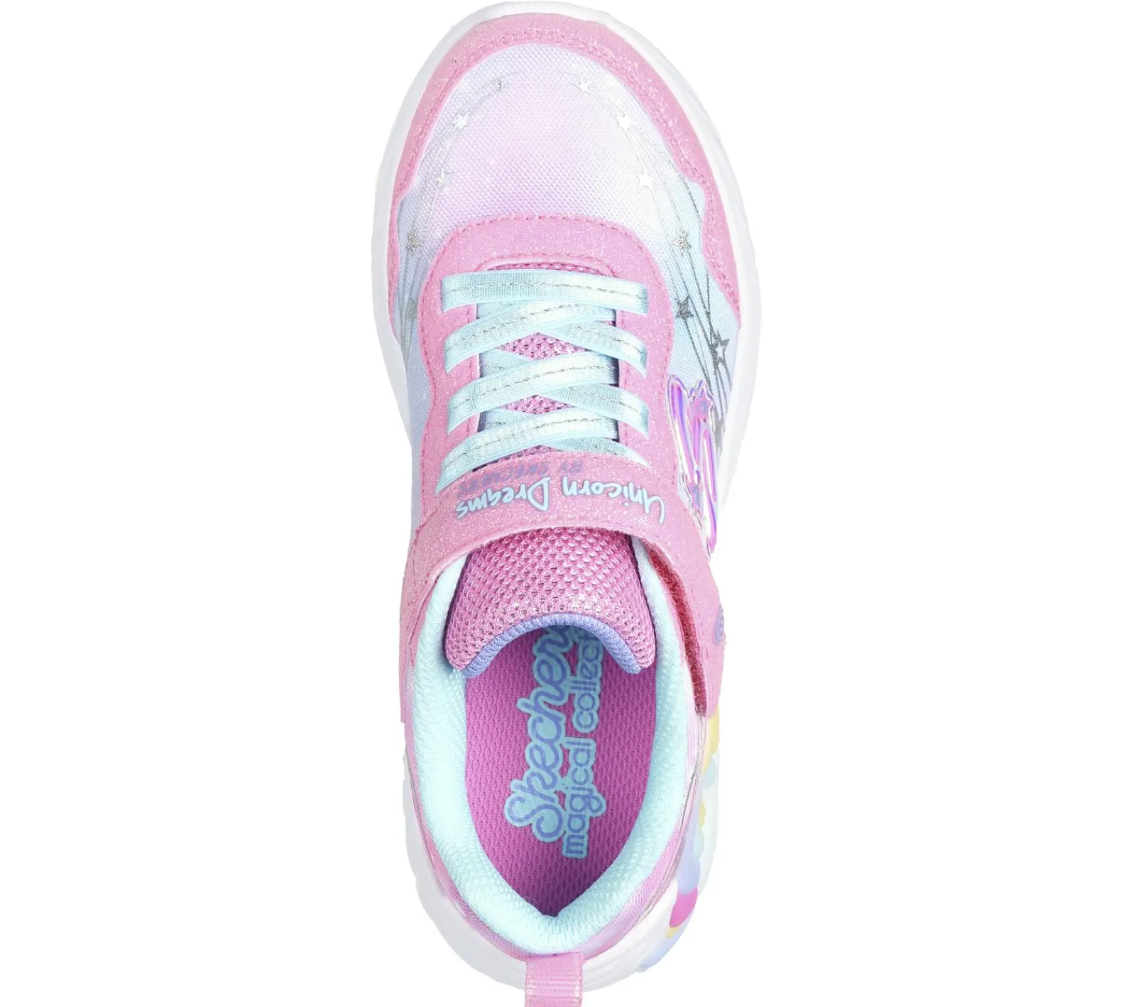 Luzes|Sapatilhas-SKECHERS S-Lights: Unicorn Dreams - Wishful Magic ROSA / TURQUESA