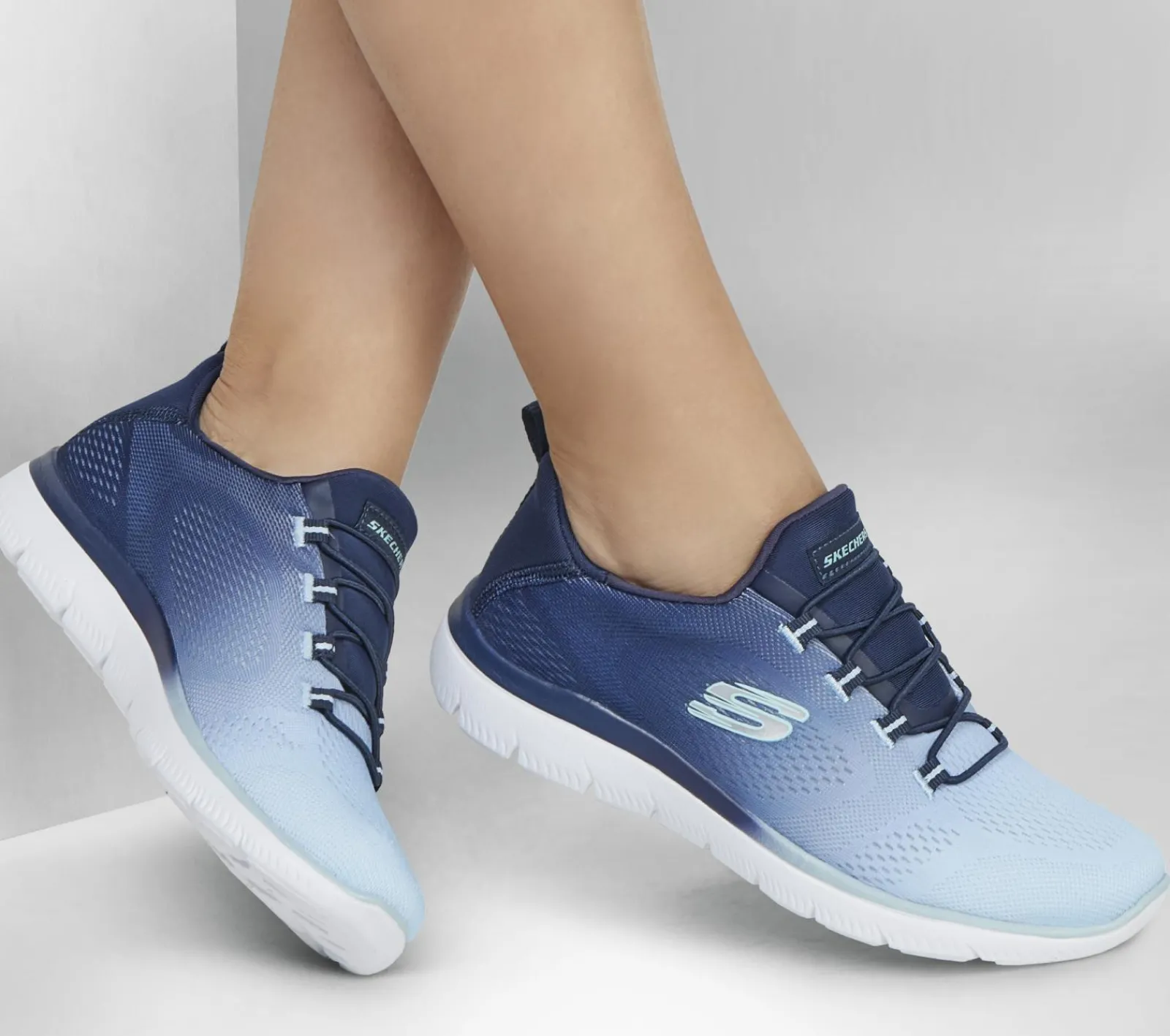 Calçado Sem Atacadores|Sapatilhas Casuais-SKECHERS Summits - Bright Charmer NAVY