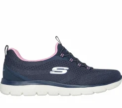 Calçado Sem Atacadores|Sapatilhas Casuais-SKECHERS Summits - New Nature NAVY / ROSA
