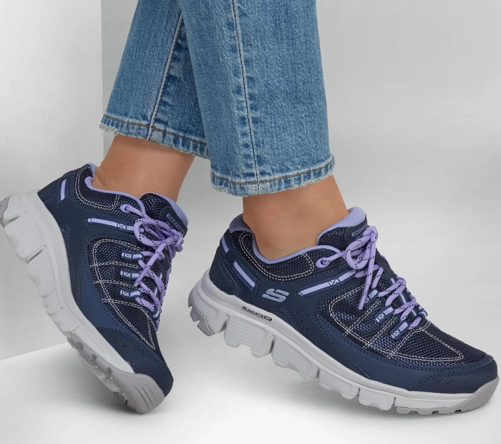 Com Atacadores|Sapatilhas-SKECHERS Summits AT - Artists Bluff NAVY / ROXO