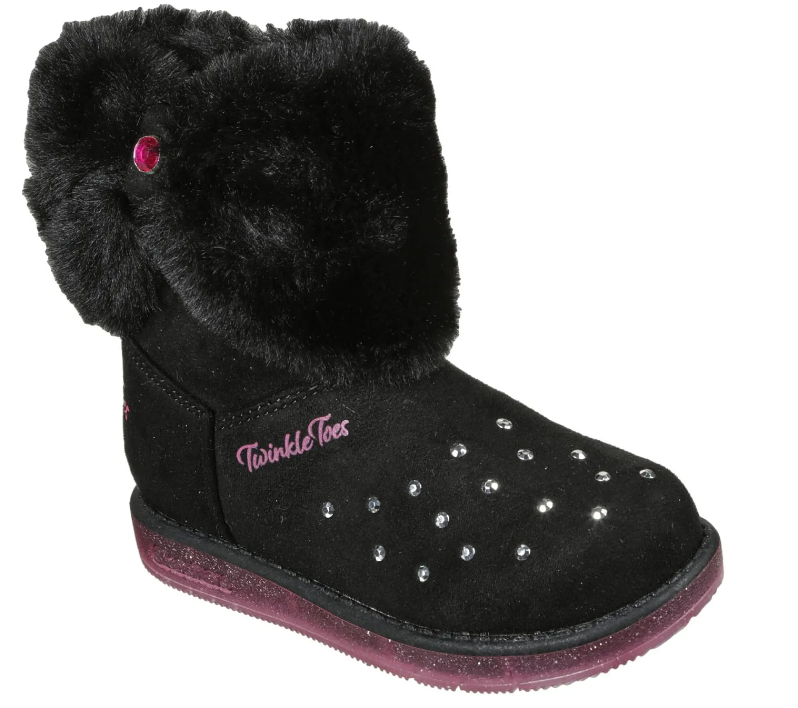 Botas|Luzes-SKECHERS Twinkle Toes: Glitzy Glam - Cozy Cuddlers PRETO