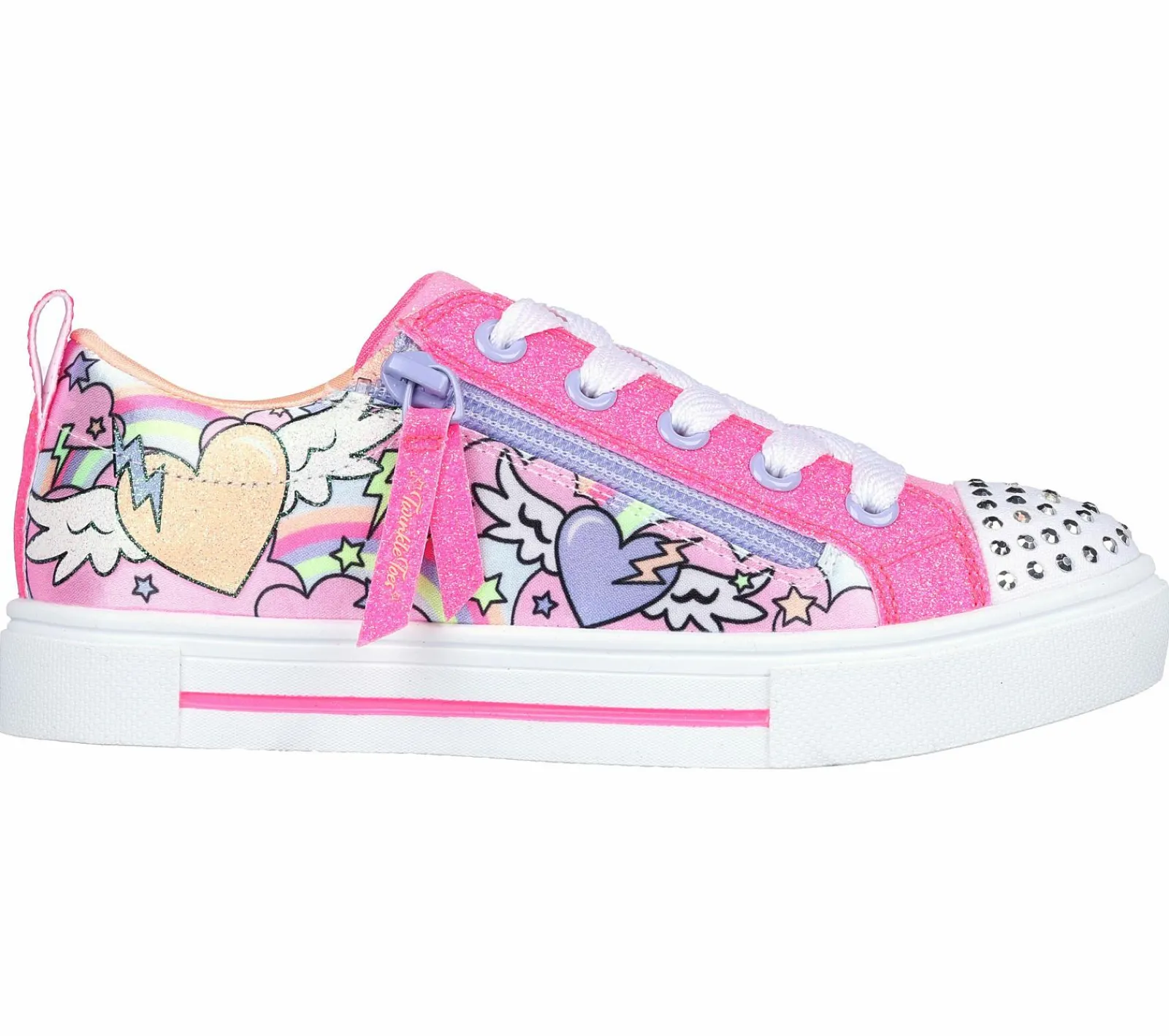 Com Atacadores|Luzes-SKECHERS Twinkle Toes: Twinkle Sparks - Flying Hearts ROSA CHOQUE / MULTICOR