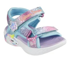 Calçado Sem Atacadores|Luzes-SKECHERS Unicorn Dreams - Majestic Bliss ROXO / MULTICOR
