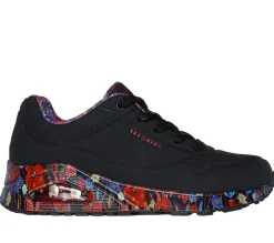 Com Atacadores|Sapatilhas Casuais-SKECHERS Uno - Majestic Garden PRETO / MULTICOR
