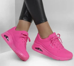 Com Atacadores|Sapatilhas-SKECHERS Uno - Night Shades ROSA CHOQUE