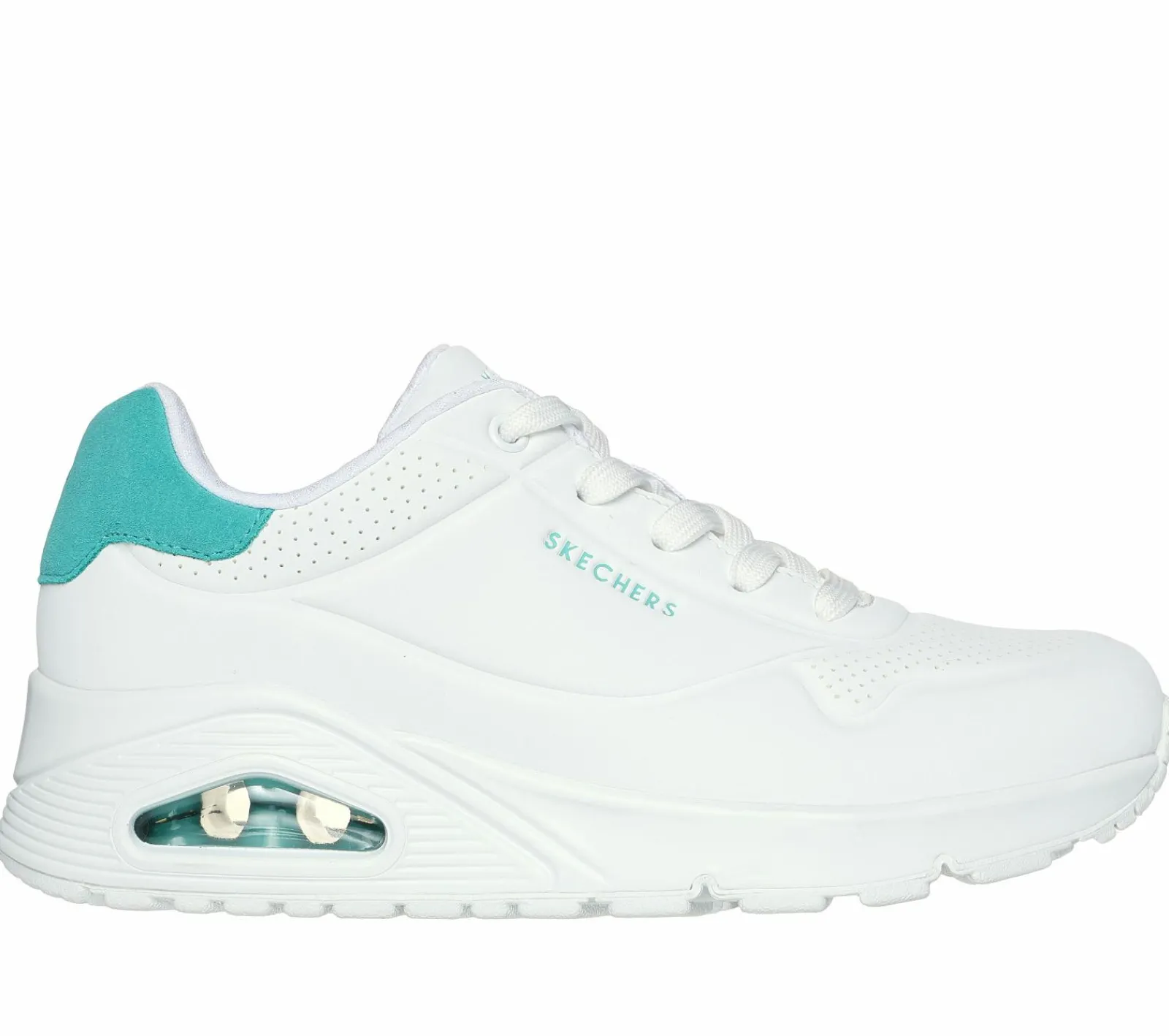 Com Atacadores|Sapatilhas Casuais-SKECHERS Uno - Pop Back BRANCO / MENTA