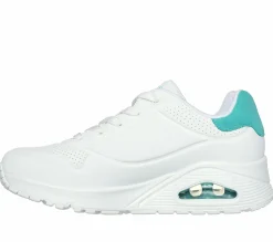 Com Atacadores|Sapatilhas Casuais-SKECHERS Uno - Pop Back BRANCO / MENTA