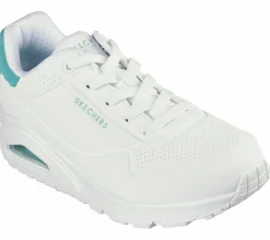 Com Atacadores|Sapatilhas Casuais-SKECHERS Uno - Pop Back BRANCO / MENTA